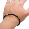 Bransoletka męska na gumce - Turmalin czarny, Granat Zielony, Bronzyt i Hematyt
