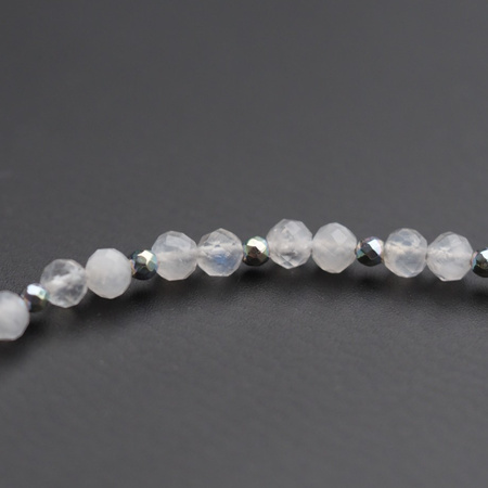 Bransoletka - Kamień Księżycowy, Kwarc, Cytryn, Hematyt kostki i srebro