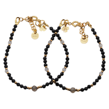 Bransoletka znak zodiaku waga - mix kamieni i srebro złocone