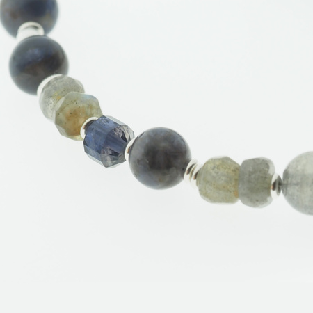 Bransoletka - Labradory, Iolit i srebro