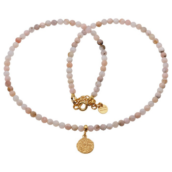 Naszyjnik - Opal Różowy fasetowany i srebro złocone