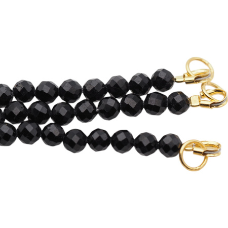 Bransoletka - Turmalin czarny i srebro złocone