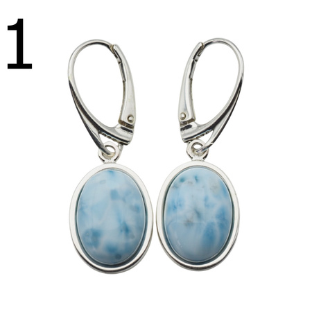 Kolczyki - Larimar owal i srebro