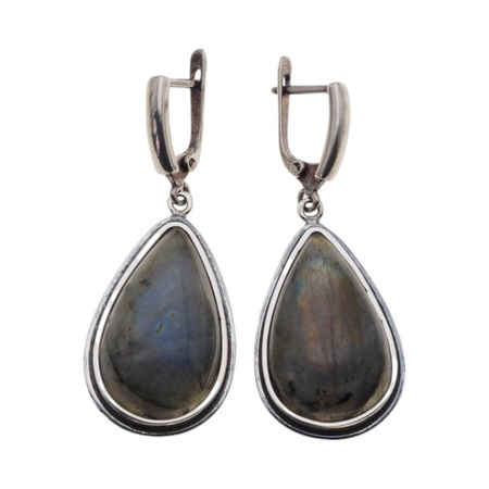 Kolczyki z Labradorytem w srebrze oksydowanym