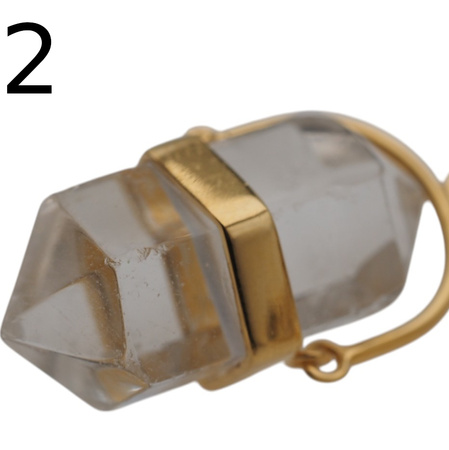 Naszyjnik - Kryształem Górskim sopel w okuciu na łańcuszku złoconym