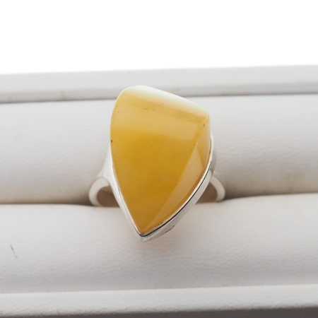 Pierścionek regulowany - Mleczny Bursztyn w srebrze