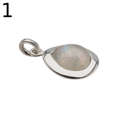 Zawieszka - Kamień Księżycowy łza w srebrze