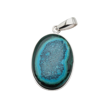 Zawieszka - Malachit z Turkusem owal w srebrze