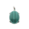 Zawieszka z owalnym malachitem w srebrze rodowanym