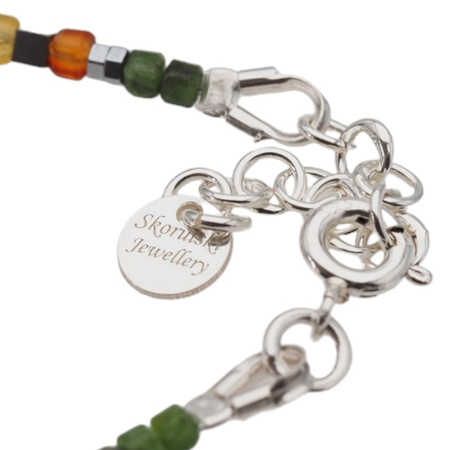 Bransoletka - Diopsyd, Agat, Hematyt kostki i srebro