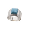 Pierścionek sygnet- Larimar kwadrat i srebro