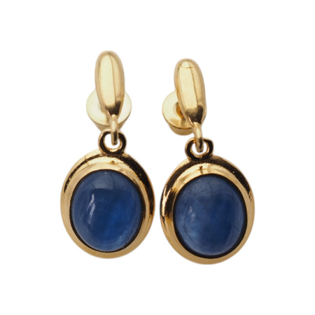 Kolczyki wiszące sztyfty - kyanit i srebro złocone