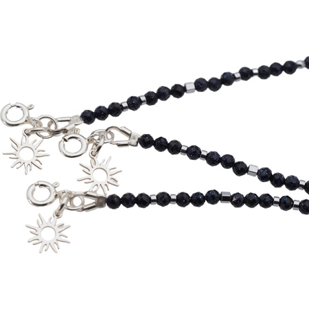 Bransoletka - Noc Kairu, hematyt, słońce i srebro