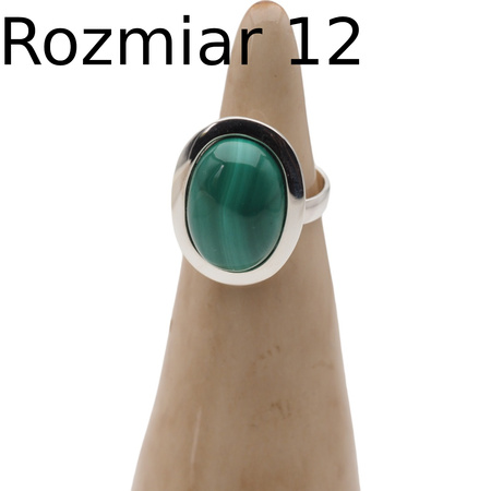 Pierścionek regulowany z owalnym Malachitem w srebrze.