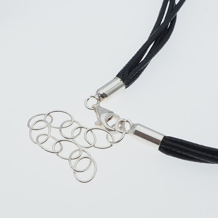 Naszyjnik - Krzemień Pasiasty na sznurku woskowanym ze srebrnymi końcówkami