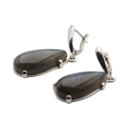 Kolczyki z Labradorytem w srebrze rodowanym