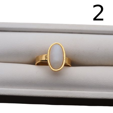 Pierścionek regulowany - Kamień Księżycowy owal i srebro złocone