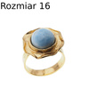 Pierścionek regulowany - okrągły Larimar w złoconym srebrze młotkowanym