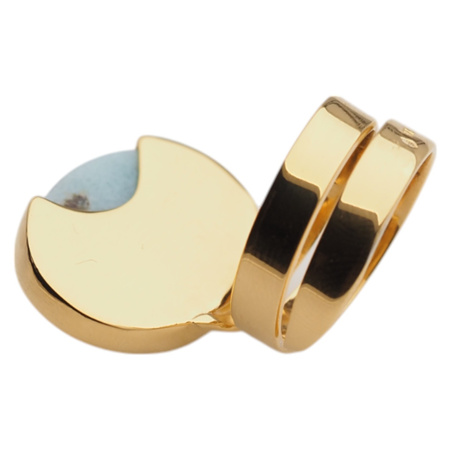 Pierścionek regulowany - owalny Larimar w srebrze złoconym