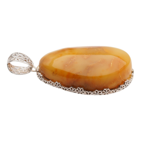 Zawieszka - Bursztyn mleczny w srebrze
