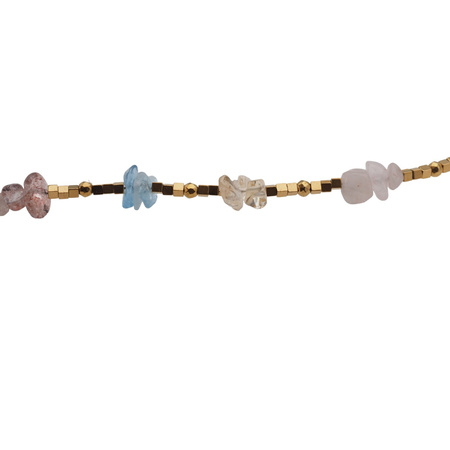 Naszyjnik długi - Mix kamieni sieczka, kostki, kulki i srebro złocone