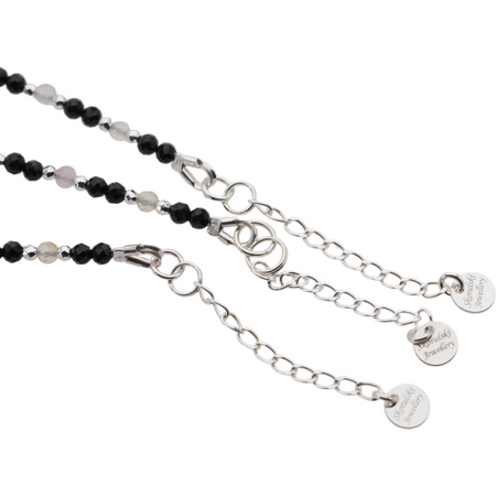 Naszyjnik mix - Turmalin, cytryn, kwarc różowy, rubin i srebro