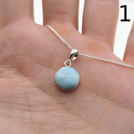 Naszyjnik - larimar okrągły 13 mm w srebrze