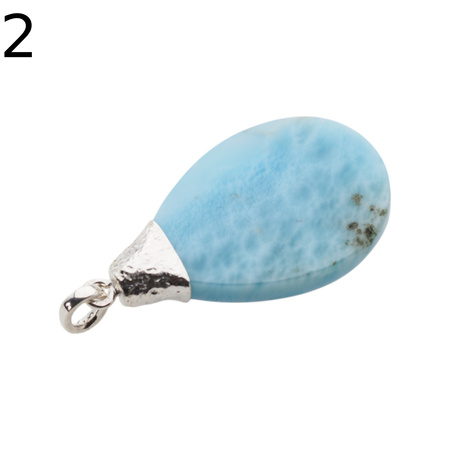 Zawieszka - larimar łza w srebrze młotkowanym
