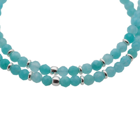 Bransoletka regulowana - Amazonit fasetowane kulki i srebro