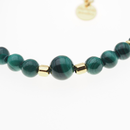 Bransoletka - malachit, cytryn kulki i srebro złocone