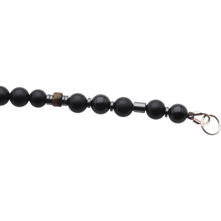 Naszyjnik męski - Jaspis, lawa, Hematyt i srebro