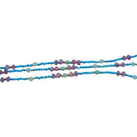 Bransoletka - Turkus, Amazonit, Ametyst i srebro złocone