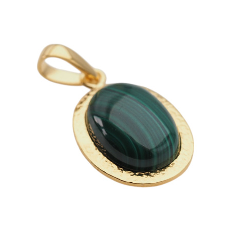 Wisiorek srebrny złocony z owalnym malachitem