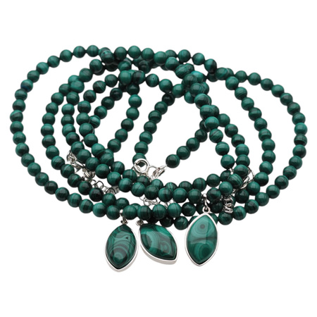 Naszyjnik z zawieszką - Malachit i srebro