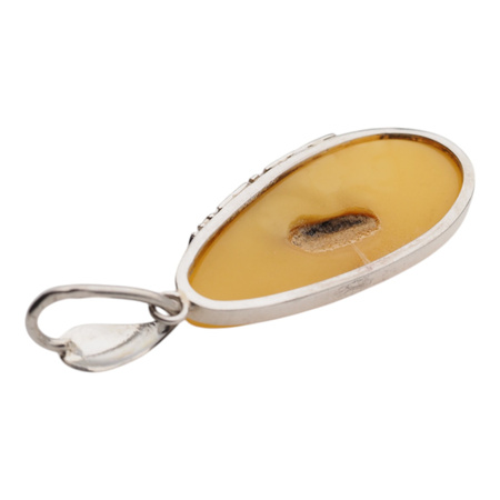 Zawieszka - Bursztyn mleczny łza w srebrze