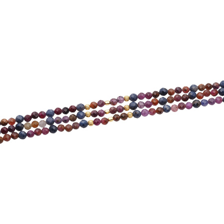 Bransoletka - Szafir i Rubin fasetowane kulki