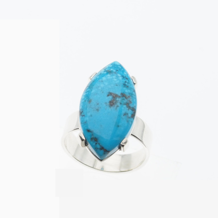 Pierścionek regulowany - Turkus markiza w srebrze