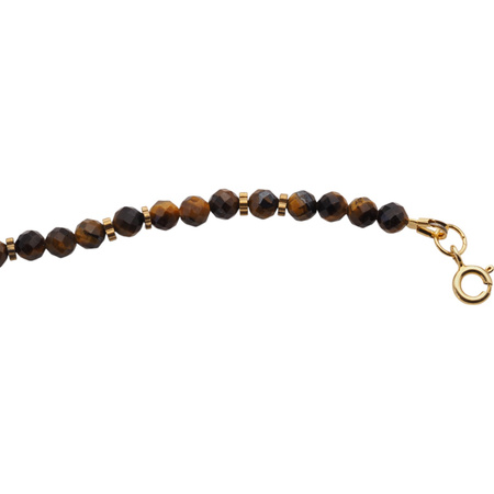 Naszyjnik - Tygrysie Oko fasetowane kulki i srebro złocone