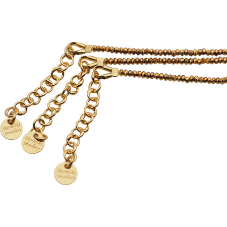 Bransoletka urodzeniowa kwiecień - opal różowy, złoty hematyt i srebro złocone