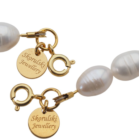 Naszyjnik - Białe Perły hodowane i srebro złocone
