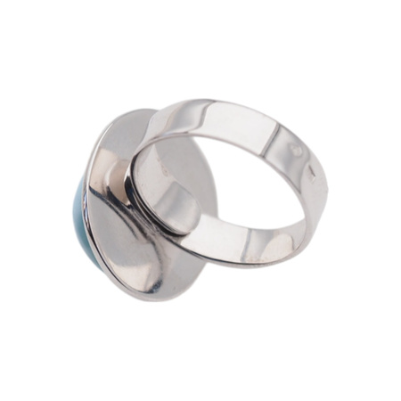 Pierścionek regulowany z owalnym Larimarem w srebrze rodowanym