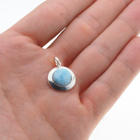 Zawieszka z larimarem okrągłym w srebrze