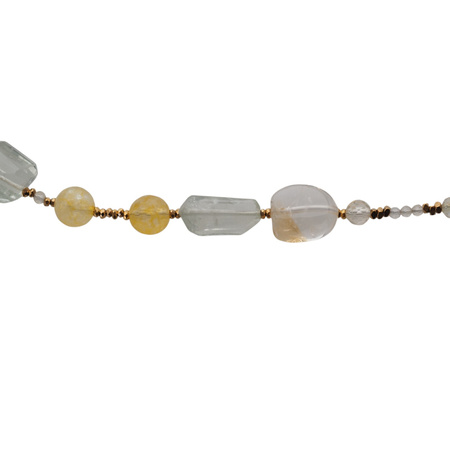 Naszyjnik długi - Cytryn, Ametyst zielony i srebro złocone