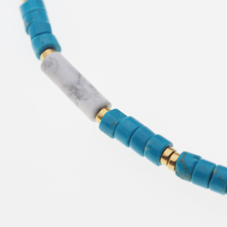 Naszyjnik regulowany - Turkus, Howlit, Hematyt i srebro złocone