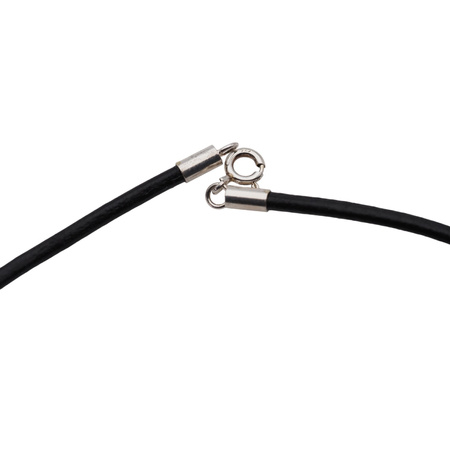 Naszyjnik - Krzemień Pasiasty na rzemieniu ze srebrnymi końcówkami