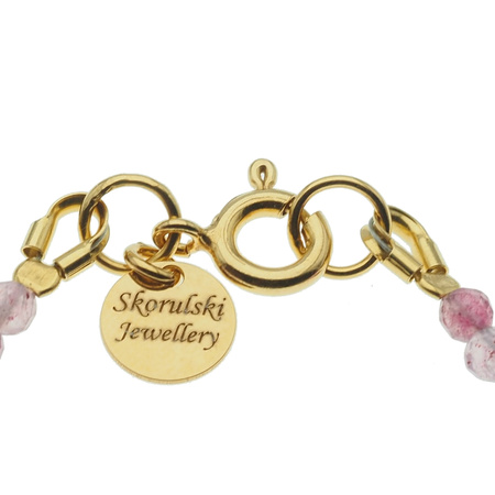 Bransoletka - Kwarc Arbuzowy, Hematyt i srebro złocone