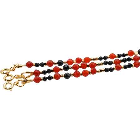 Bransoletka - Onyks czerwony, Turmalin, Hematyt i srebro złocone