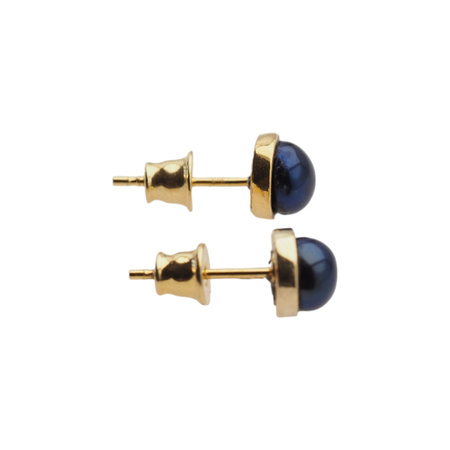 Kolczyki z czarnymi, okrągłymi Perłami w srebrze złoconym