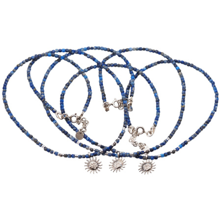 Naszyjnik - Lapis Lazuli fasetowane kostki, Hematyt i srebro