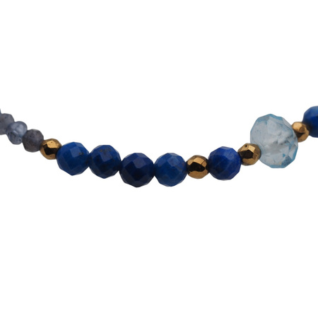 Bransoletka - Lapis Lazuli, Topaz, Tanzanit i srebro złocone